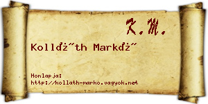 Kolláth Markó névjegykártya